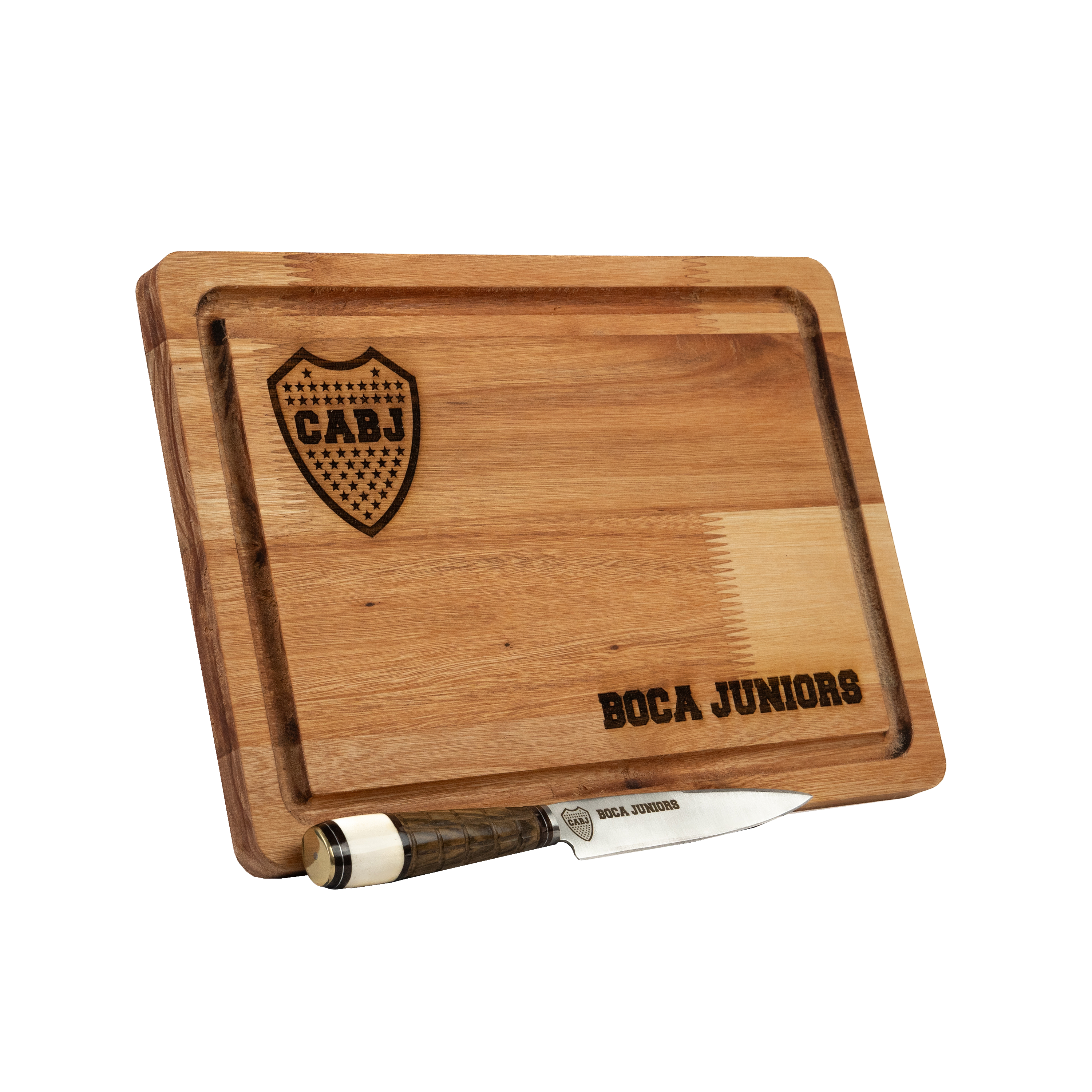 Combo 3 de abril de 1905 + Tabla de asado personalizado + Cuchillo de Boca Jrs